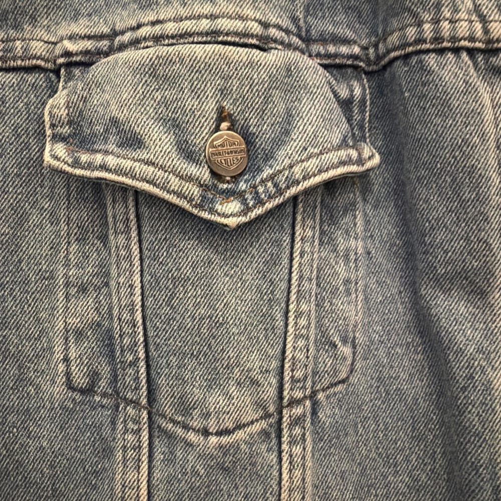 VTG  An American Legend Harley Davidson Denim Sleeveless Jean Vest 3XL XXXL - Picture 5 of 13